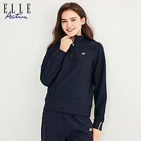 ELLE Active 薄绒保暖卫衣女2024秋季新款运动立领长袖打底衫上衣