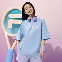 FILA 斐乐 运动T恤男女同款圆领舒适休闲日常百搭复古针织短袖衫