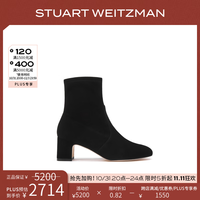 STUART WEITZMAN/SW NIKI 经典粗方跟瘦瘦靴女粗跟短靴袜靴女 黑 SW1801029-BLK 偏大半码 35.5