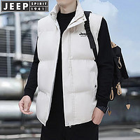 JEEP SPIRIT 吉普马甲男秋冬季外套无袖坎肩纯色马夹中青年休闲棉服户外男装 卡其色 4XL（建议185斤-200斤）