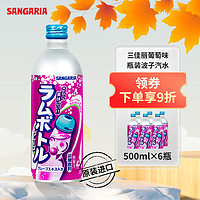 三佳丽 葡萄味瓶装波子汽水500ml*6瓶 碳酸饮料进口铝罐整箱