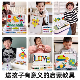纽奇磁力七巧板积木儿童玩具老师一年级启蒙拼图儿童节 【手提礼盒】256片磁力积木+支架