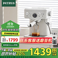 PETRUS 柏翠 咖啡机意式浓缩家用小型半自动蒸汽打奶泡 PE3833 海盐小方pro