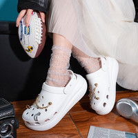 crocs卡骆驰洞洞鞋女鞋经典泡芙Clog户外沙滩鞋厚底增高凉拖鞋男207521 207521-100/小一码 无智必星 39 40