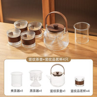 川岛屋(KAWASIMAYA)川岛屋玻璃茶壶泡茶家用耐高温电陶炉烧水壶茶具套装煮茶器 竖纹茶壶+竖纹品茗杯4只