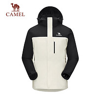 CAMEL 骆驼 三合一可拆冲锋衣防水户外登山外套FO005幻影黑/月光白男女款XXL 幻影黑/月光白,男女同款