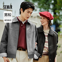 Semir 森马 外套女PU仿皮做旧夹克咖色调00355 M 160/84A