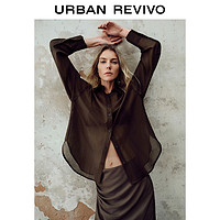 URBAN REVIVO UR2024秋季新款女装气质轻熟知识分子翻领长袖开襟衬衫UWM240004