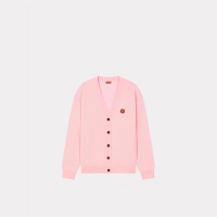 KENZO 凯卓 女士BOKE海棠花小Logo休闲V领针织开衫毛衣 淡粉色