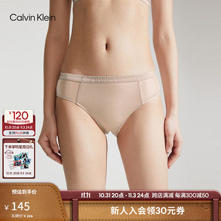 卡尔文·克莱恩 Calvin Klein 内衣女士舒适棉质裆性感高开叉三角裤丁字裤QF7439AD PDZ-优雅金 XS