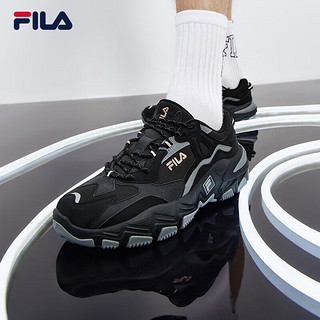 FILA 斐乐跑步鞋男鞋2024秋冬休闲鞋运动鞋撞色轻便掠夺者 黑/中灰-N-BM 40