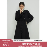 独束大码女装轻奢双面呢套装连衣裙短外套冬季微胖mm套装22DS4344 静谧黑 L
