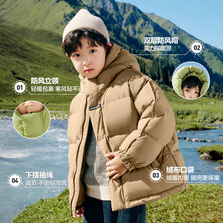 左西男童羽绒服2024儿童冬季女童短款白鸭绒银离子连帽三防外套冬