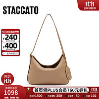 STACCATO 思加图 2024秋季元宝袋托特包腋下包单肩包时尚背提包X8025CX4 大地棕 F