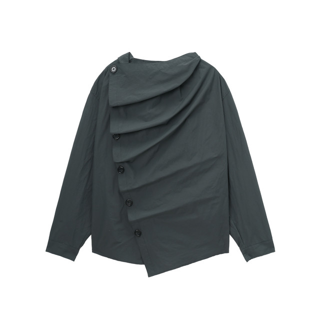 UNVESNO UN) UPF50+衬衫荡领设计不规则连帽防晒服