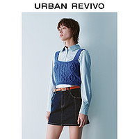 URBAN REVIVO UR2024冬季新款女装时尚百搭提花肌理叠穿针织衫UYU940048