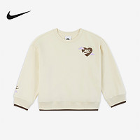 NIKE 耐克 女童幼童上衣春新款毛圈休闲印花宽松圆领卫衣HF2189-113