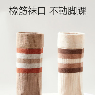 猫人女士袜子女秋季中筒袜女纯棉堆堆袜抗菌防臭吸汗百搭白袜子5双装
