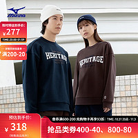 Mizuno 美津浓 HERITAGE系列 男女圆领套头衫运动卫衣 57/古典棕 XL