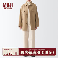 无印良品（無印良品 MUJI）男女通用羊毛混立领中长大衣男式女式毛呢外套秋冬格雷系BDA16A2A 米色 L-XL