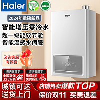 百亿补贴：Haier 海尔 超一级能效双增压零冷水燃气热水器家用天然气变频速热即热式