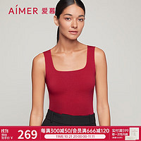 Aimer 爱慕 内衣女士高弹力打底背心保暖内衣牛奶绒绒本命年红色AM726651红色165