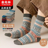 俞兆林10双装羊毛袜子男秋冬加厚保暖袜长筒民族风复古潮袜聚暖毛圈袜男 复古男袜/10双 均码
