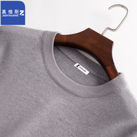 真维斯（JEANSWEST Z+）圆领毛衣男日系慵懒风春秋季纯色打底衫青少年套头保暖针织衫 花灰 S（80斤-90斤）