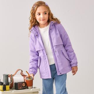 童装春秋女童摇粒绒外套儿童运动风衣学院风简洁纯色上衣保暖