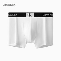 卡尔文·克莱恩 Calvin Klein 男士小方块提花ck棉质防夹臀平角内裤男NB3403 100-月光白 M