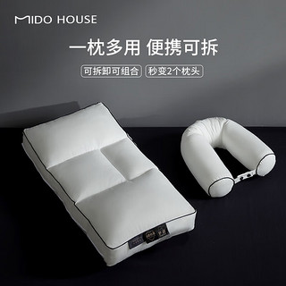 MIDO HOUSE 铭都家居 分区牵引护颈枕 圆柱枕芯 48*74cm 白色