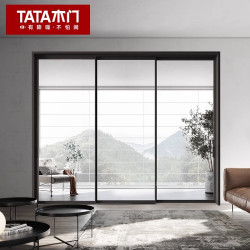 TATA木门 定制极窄三联动推拉门阳台移门厨房门隔断玻璃门LB010