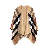 BURBERRY/博柏利 经典格纹双面围巾羊毛宽松斗篷披风外搭