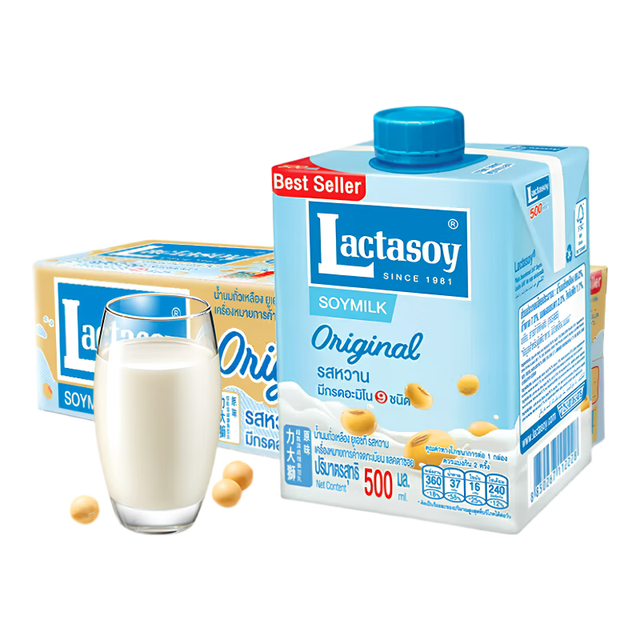 Lactasoy 力大狮 泰国力大狮豆奶儿童成人营养早餐500ml*12瓶 整箱装