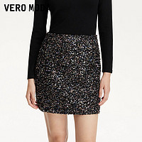 VERO MODA 半身裙女2024秋季新款小香风亮片装饰多色拼织A版半身裙