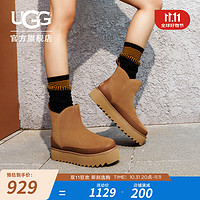 UGG 女士舒适时尚舒适厚底经典迷你休闲短靴 1166731 栗色 38