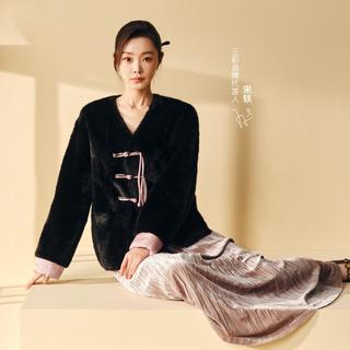 【宋轶同款】24秋冬款压皱丝绒半身裙松紧高腰A字裙垂感长裙女
