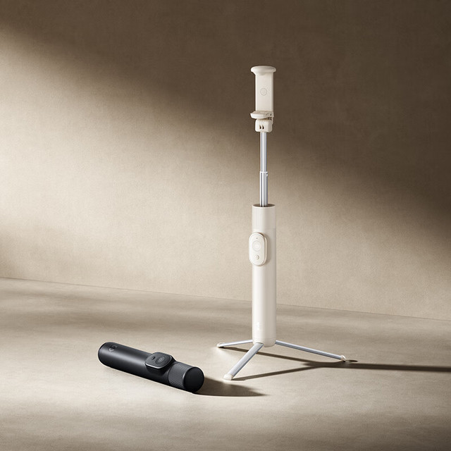 小米 二合一 自拍杆 分离式遥控器 三脚架  奶茶白