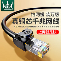 WANJEED 万级 六类网线 千兆高速8芯双绞线 CAT6类网络工程家用电脑监控宽带成品跳线 黑色1.5米WJ-122558