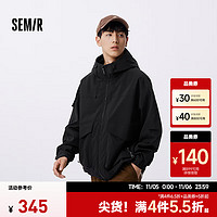 Semir 森马 外套男2024秋季户外风连帽夹克工装上衣 黑色90001 170/88A/M