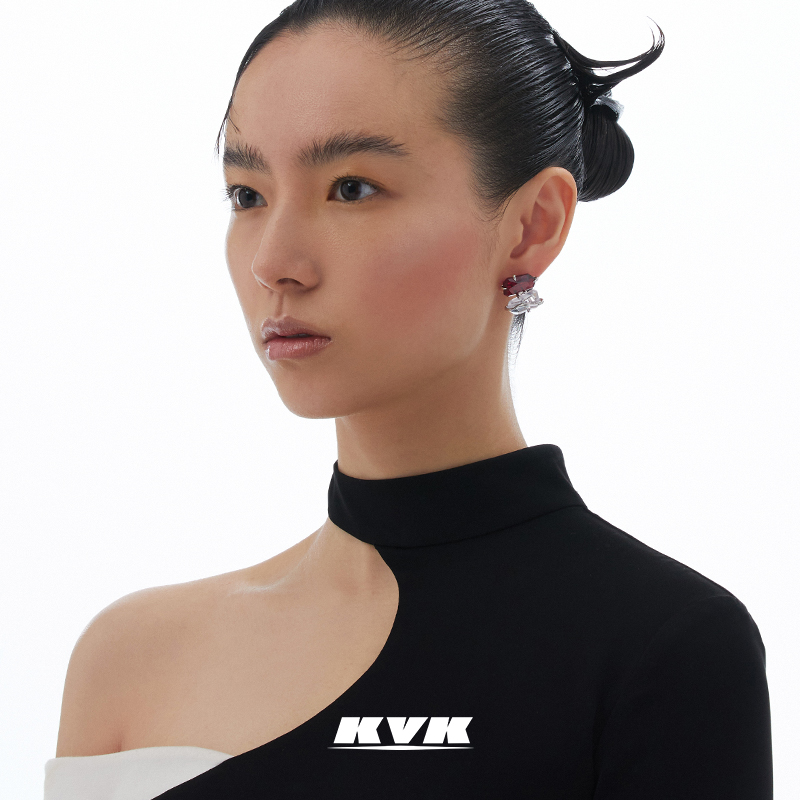 KVK THE BLOSSOM 桃花系列双拼接晶体耳钉【明星同款】纳米石耳饰