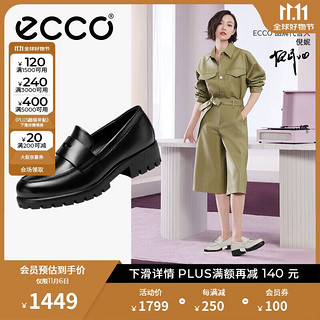 ecco 爱步 单鞋女乐福鞋厚底一脚蹬 摩登系列49001301001 黑色36 黑色49001301001