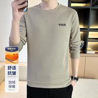 【立体烫标/加绒可选】男式圆领卫衣春秋季款弹力长袖T恤卫衣男