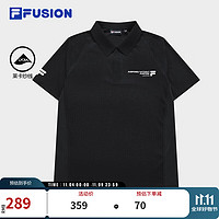 FILA FUSION 斐乐官方潮牌男子针织短袖POLO衫2024夏新款时尚拼接上衣