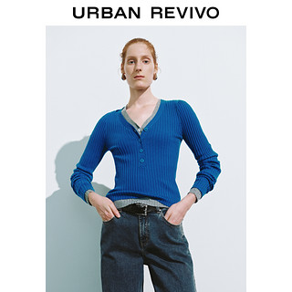 URBAN REVIVO UR2024冬季新款女装时尚气质百搭修身V领长袖针织衫UWM940039#