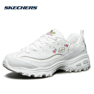 SKECHERS 斯凯奇 女鞋秋季熊猫鞋官方旗舰小白鞋厚底老爹鞋正品运动休闲鞋子