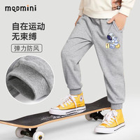 MQDMINI2024秋装儿童裤子春秋款男童女童宽松时髦运动裤宝宝韩版3 花朵太空人小标-灰色 140