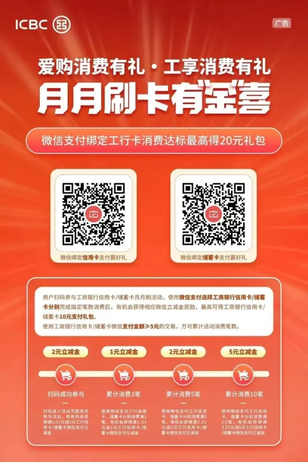 工商银行 储蓄卡/信用卡 月月刷有礼