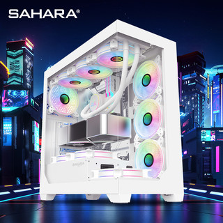 撒哈拉太空舱3海景房机箱MATX电脑白色游戏台式主机全侧透水冷 太空舱3武士黑