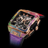 HUBLOT 宇舶 表SQUARE BANG系列UNICO王金彩虹密镶腕表